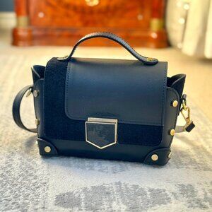 Christian Laurier Nan Black Leather and Suede Shoulder Crossbody Bag